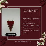Boho Garnet Sterling Silver Pendant - Triangle Gemstone Bezel