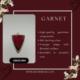 Boho Garnet Sterling Silver Pendant - Triangle Gemstone Bezel