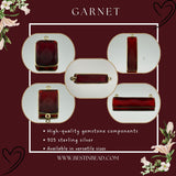 Garnet Rectangle/Bar Pendant - Boho Chic Gemstone Necklace with 24kt Gold Elegance