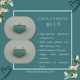 Chalcedony Blue Chevron/Half Hexagon Pendant - Boho Chic Gemstone Necklace with 24kt Gold Elegance