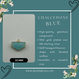 Chalcedony Blue Chevron/Half Hexagon Pendant - Boho Chic Gemstone Necklace with 24kt Gold Elegance