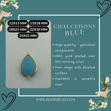 Chalcedony Blue Pear/Flat Teardrop Pendant - Boho Chic Gemstone Necklace with 24kt Gold Elegance