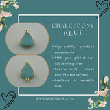 Chalcedony Blue Bell/Quarter Circle Pendant - Boho Chic Gemstone Necklace with 24kt Gold Elegance