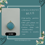 Chalcedony Blue Cushion/Diamond Pendant - Boho Chic Gemstone Necklace with 24kt Gold Elegance