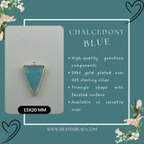 Chalcedony Blue Triangle Pendant - Boho Chic Gemstone Necklace with 24kt Gold Elegance