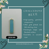 Chalcedony Blue Rectangle/Bar Pendant - Boho Chic Gemstone Necklace with 24kt Gold Elegance