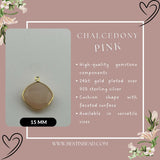 Pink Chalcedony Cushion/Diamond Pendant - Boho Chic Gemstone Necklace with 24kt Gold Elegance
