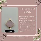 Pink Chalcedony Cushion/Diamond Pendant - Boho Chic Gemstone Necklace with 24kt Gold Elegance