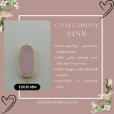 Pink Chalcedony Oval Pendant - Boho Chic Gemstone Necklace with 24kt Gold Elegance
