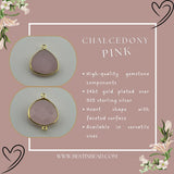 Pink Chalcedony Heart Pendant - Boho Chic Gemstone Necklace with 24kt Gold Elegance