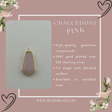 Pink Chalcedony Tie Pendant - Boho Chic Gemstone Necklace with 24kt Gold Elegance