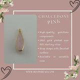 Pink Chalcedony Rounded Teardrop Pendant - Boho Chic Gemstone Necklace with 24kt Gold Elegance
