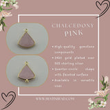 Pink Chalcedony Bell/Quarter Circle Pendant - Boho Chic Gemstone Necklace with 24kt Gold Elegance