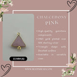 Pink Chalcedony Triangle Pendant - Boho Chic Gemstone Necklace with 24kt Gold Elegance