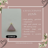 Pink Chalcedony Triangle Pendant - Boho Chic Gemstone Necklace with 24kt Gold Elegance