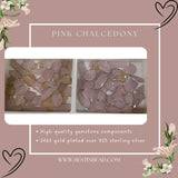 Pink Chalcedony Cushion/Diamond Pendant - Boho Chic Gemstone Necklace with 24kt Gold Elegance
