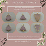 Pink Chalcedony Triangle Pendant - Boho Chic Gemstone Necklace with 24kt Gold Elegance