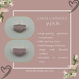 Pink Chalcedony Chevron/Half Hexagon Pendant - Boho Chic Gemstone Necklace with 925 Sterling Silver Elegance
