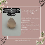 Pink Chalcedony Pear/Flat Teardrop Pendant - Boho Chic Gemstone Necklace with 925 Sterling Silver Elegance