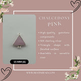 Pink Chalcedony Triangle Pendant - Boho Chic Gemstone Necklace with 925 Sterling Silver Elegance