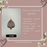Pink Chalcedony Triangle Pendant - Boho Chic Gemstone Necklace with 925 Sterling Silver Elegance