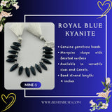 Royal Blue Kyanite Natural Marquise Bead Strand