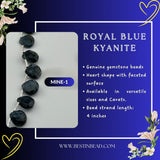 Royal Blue Kyanite Faceted Heart Beads | 9-10mm | 28 Cts | 4 Inch Strand | Natural Semi Precious Gemstone | Birthstone Jewelry | DIY Crafts