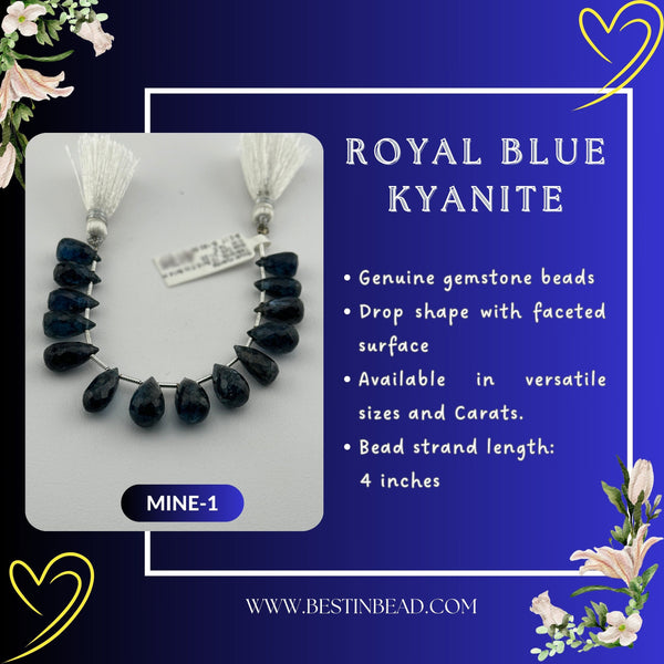 Royal Blue Kyanite Natural Teardrop Bead Strand