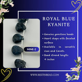Royal Blue Kyanite Faceted Heart Beads | 9-10mm | 28 Cts | 4 Inch Strand | Natural Semi Precious Gemstone | Birthstone Jewelry | DIY Crafts