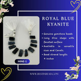 Royal Blue Kyanite Natural Long-Slice Bead Strand