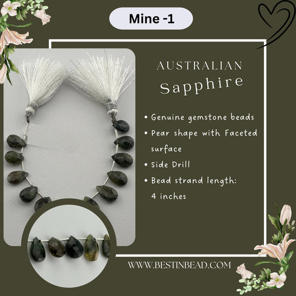 Australian Sapphire Natural Pear Bead Strand