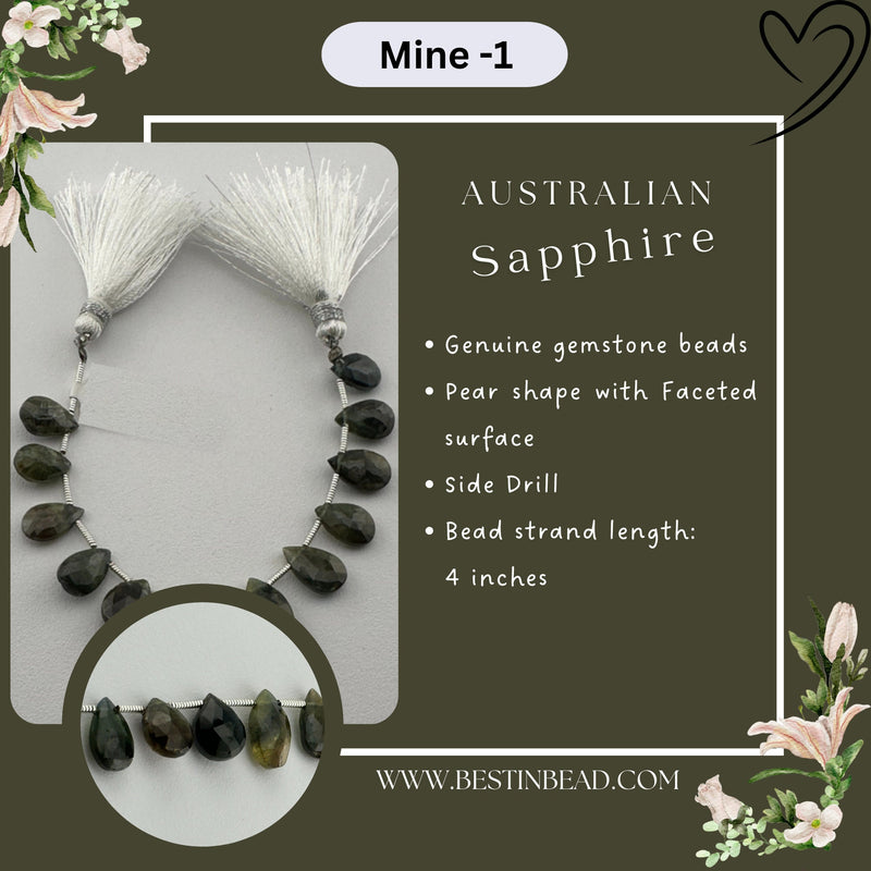 Australian Sapphire Natural Pear Bead Strand