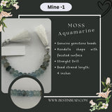 Moss Aquamarine Natural Rondelle Bead Strand