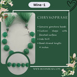 Chrysoprase Natural Cushion Bead Strand