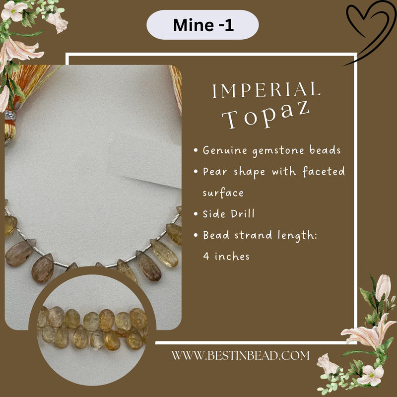 Imperial Topaz Natural Pear Bead Strand