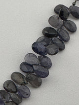 Iolite Faceted Pear 4 inch Bead Strand 5.5X9-7.5X11mm & 46 Cts Natural Semi Precious Gemstone Birthstone Women Jewelry Making Necklace DIY