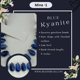 Blue Kyanite Natural Pear Bead Strand