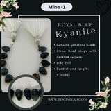 Royal Blue Kyanite Natural Arrow Head Bead Strand