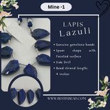 Lapis Lazuli Natural Spear Bead Strand