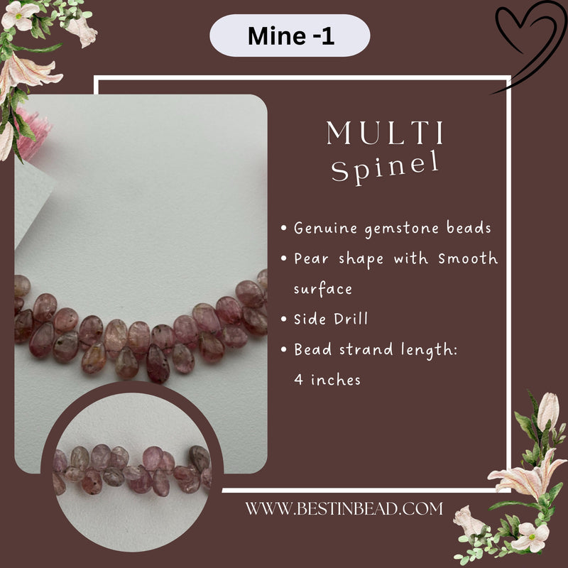 Multi Spinel Natural Pear Bead Strand