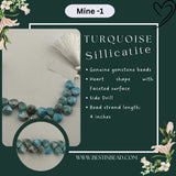 Turquoise Sillicatite Heart Bead Strand