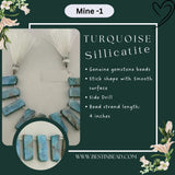 Turquoise Sillicatite Stick Bead Strand