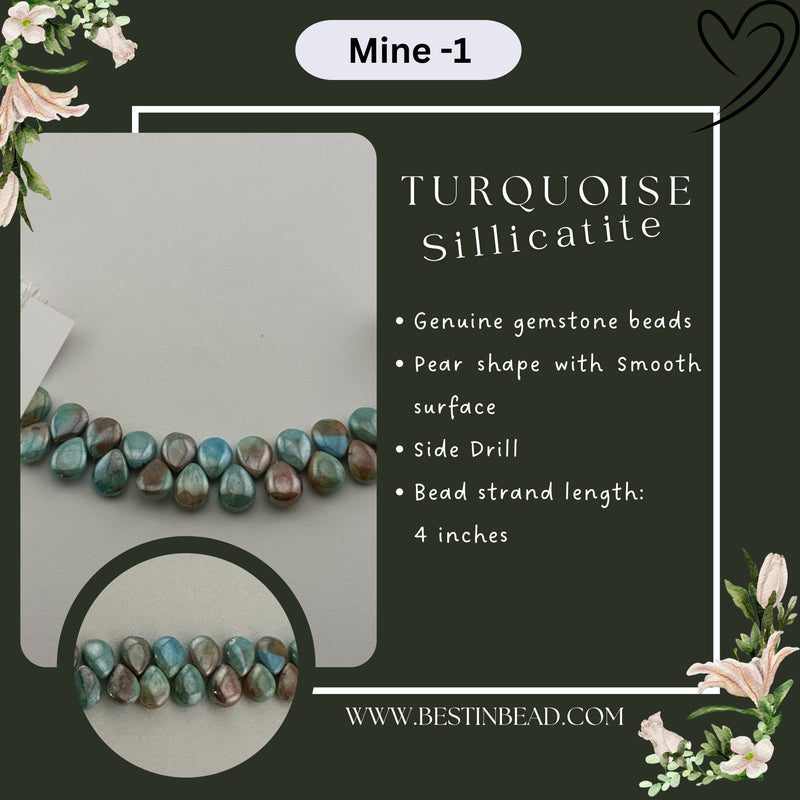 Turquoise Sillicatite Pear Bead Strand