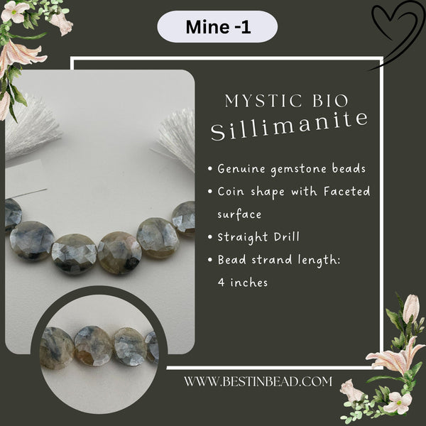 Mystic Bio Sillimanite Coin Bead Strand