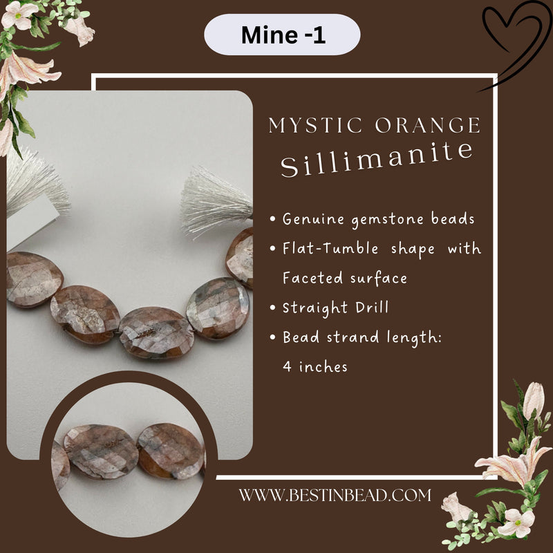 Mystic Orange Sillimanite Teardrop Bead Strand