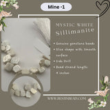 Mystic White Sillimanite Smooth Slice Beads | Natural Gemstone | 44 Carats | 4 Inch Strand | Birthstone | Jewelry Making | DIY Crafts