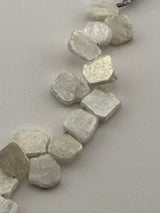 Mystic White Sillimanite Smooth Slice Beads | Natural Gemstone | 44 Carats | 4 Inch Strand | Birthstone | Jewelry Making | DIY Crafts