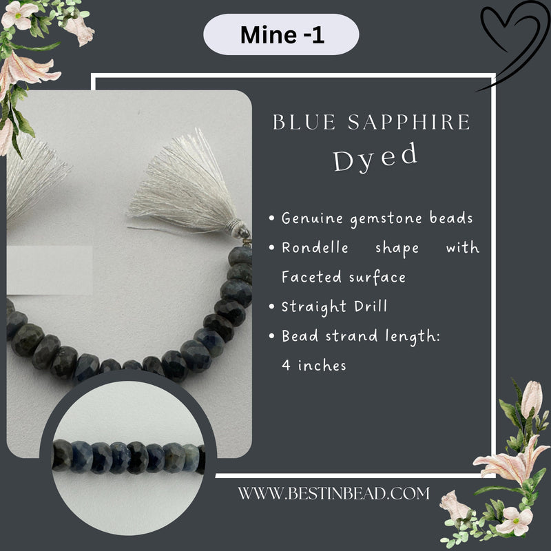 Blue Sapphire Dyed Rondelle Bead Strand