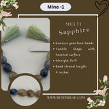 Multi Sapphire Natural Tumble Bead Strand