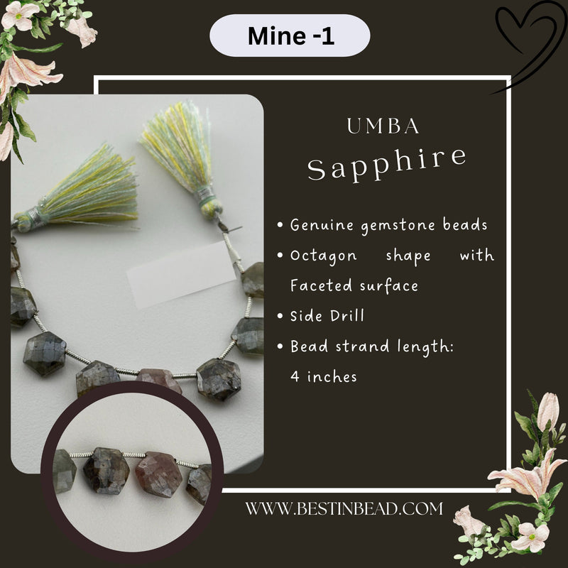Mystic Umba Sapphire Natural Octagon Bead Strand